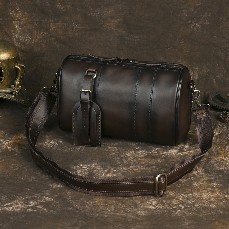 Luxury Bags For Men - Layer Cowhide Vintage Men's Crossbody Round