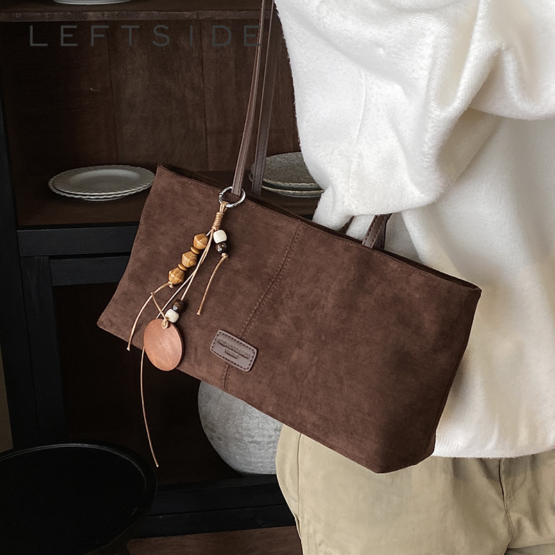 Luxury Bags 2026 - LEFTSIDE Retro Suede Shoulder Tote Bag