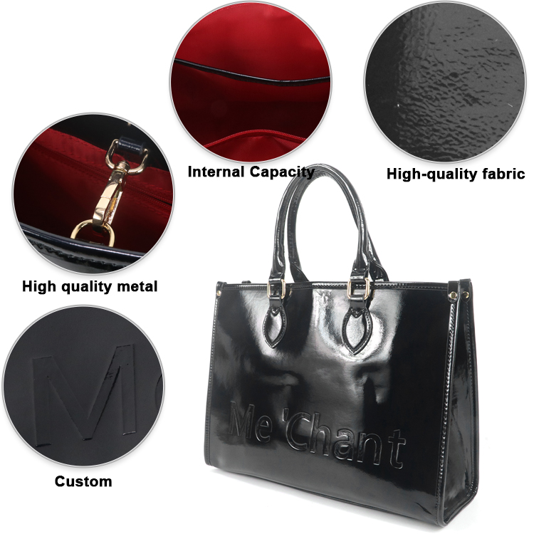 Women Black Glossy Patent PU L - đánh giá và giá Structured Handbag Top Handle