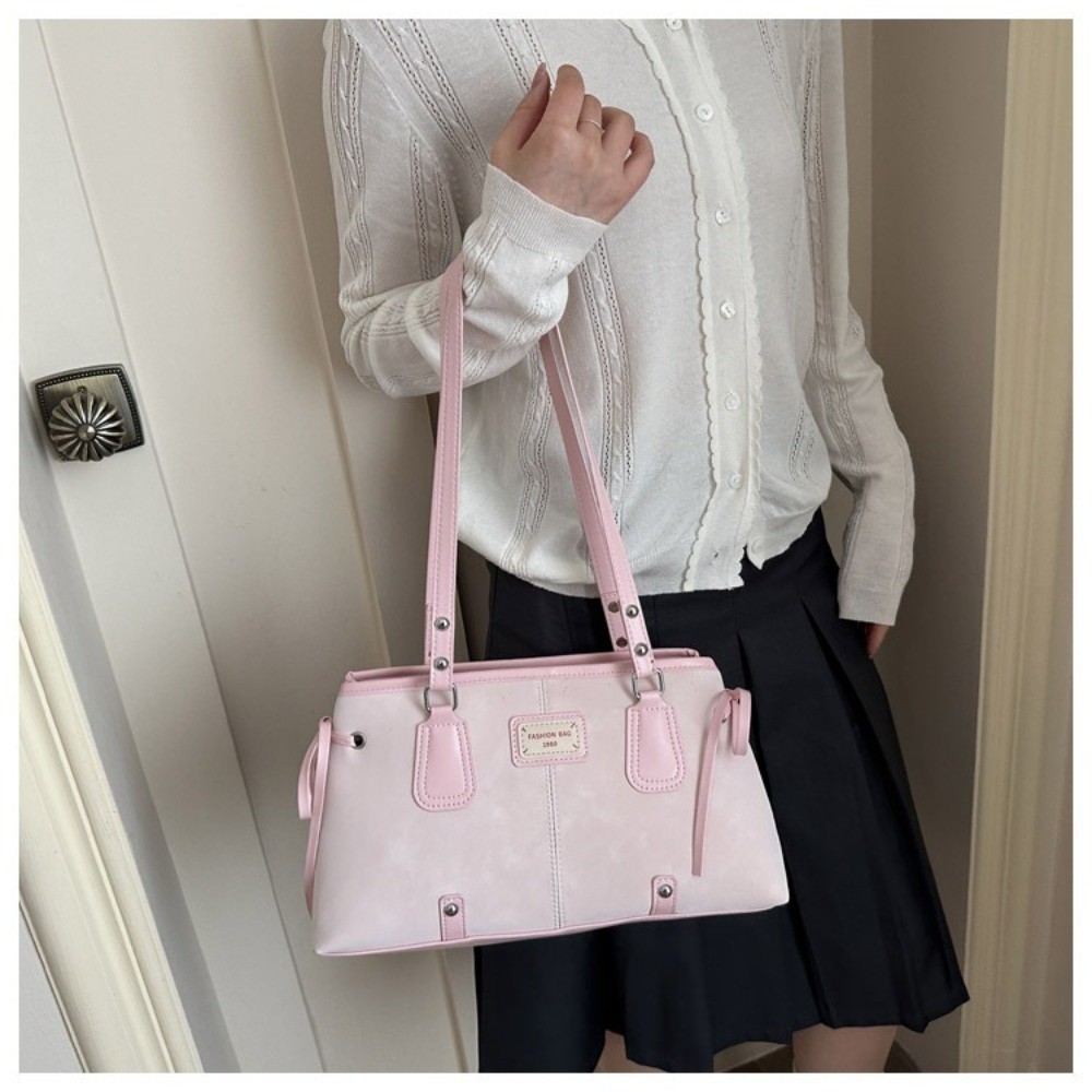Korean Style Faux Leather Tote - đánh giá và giá Structured Handbag Top Handle