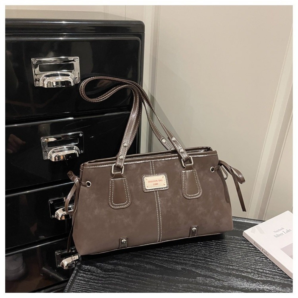 Minimalist Faux Leather Tote B - đánh giá và giá Structured Handbag Top Handle