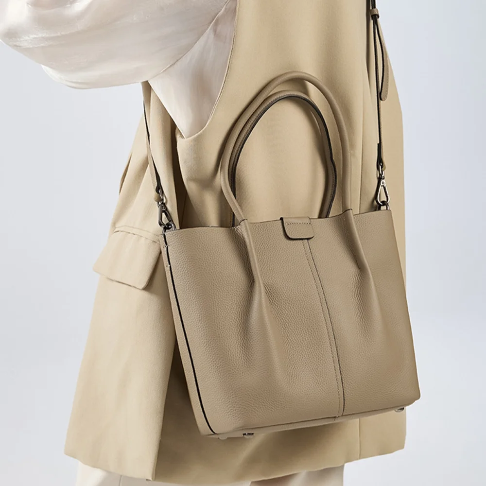 Textured Genuine Leather Handb - đánh giá và giá Structured Handbag Top Handle