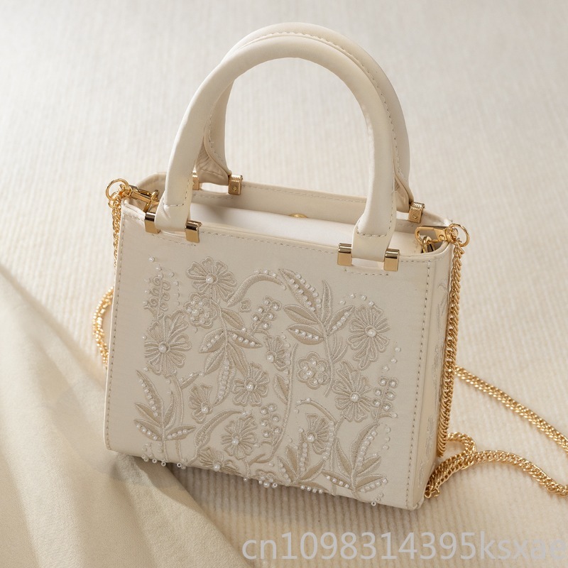 Embroidered Pearl Handbag Vint - đánh giá và giá Structured Handbag Top Handle