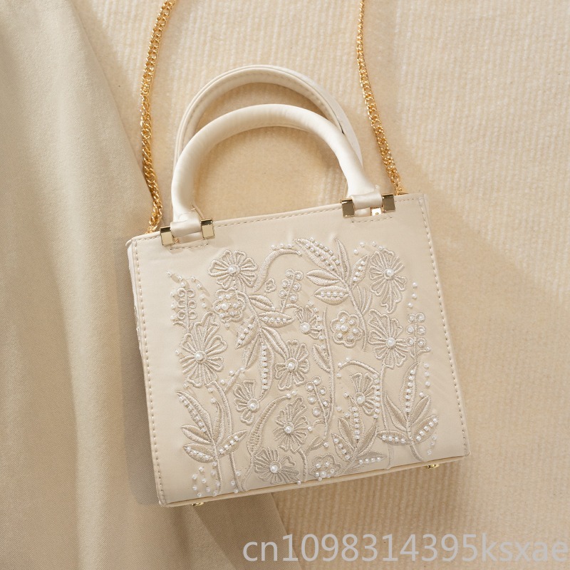 Embroidered Pearl Handbag Vint - đánh giá và giá Structured Handbag Top Handle