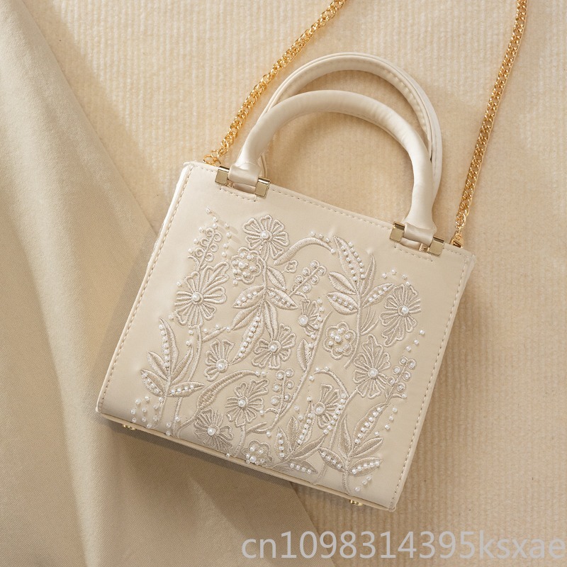 Embroidered Pearl Handbag Vint - đánh giá và giá Structured Handbag Top Handle