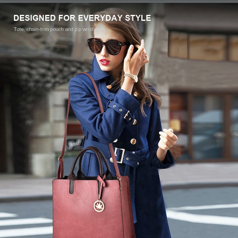 Women's 3 Piece Handbag Set La - đánh giá và giá Structured Handbag Top Handle