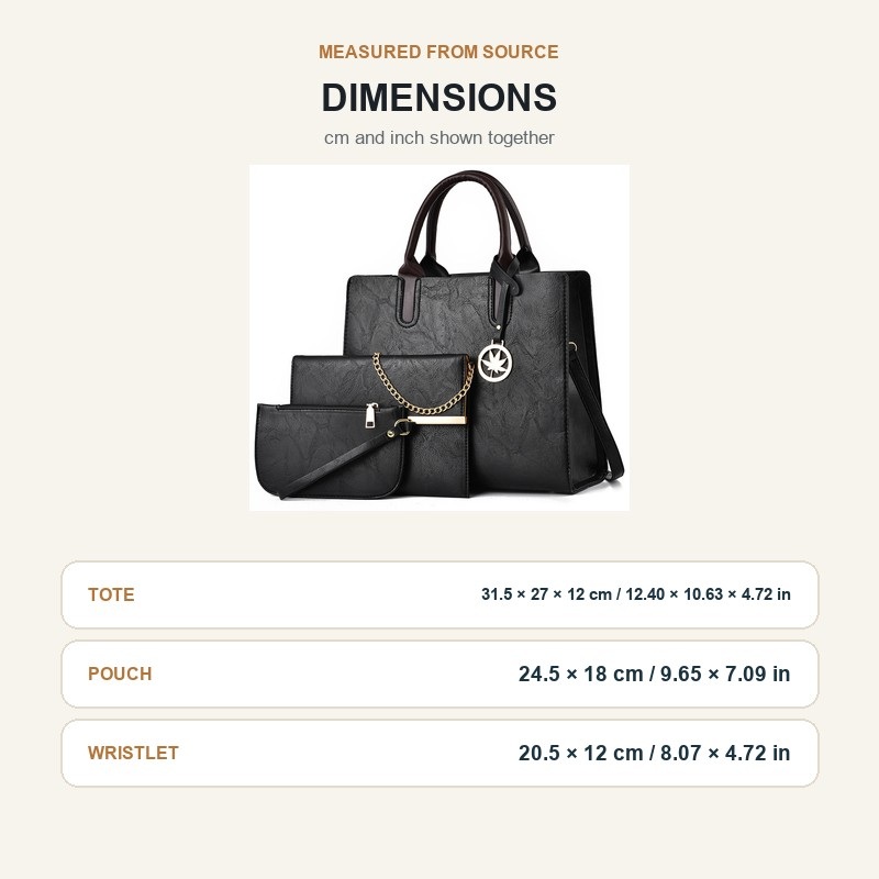 Women's 3 Piece Handbag Set La - đánh giá và giá Structured Handbag Top Handle
