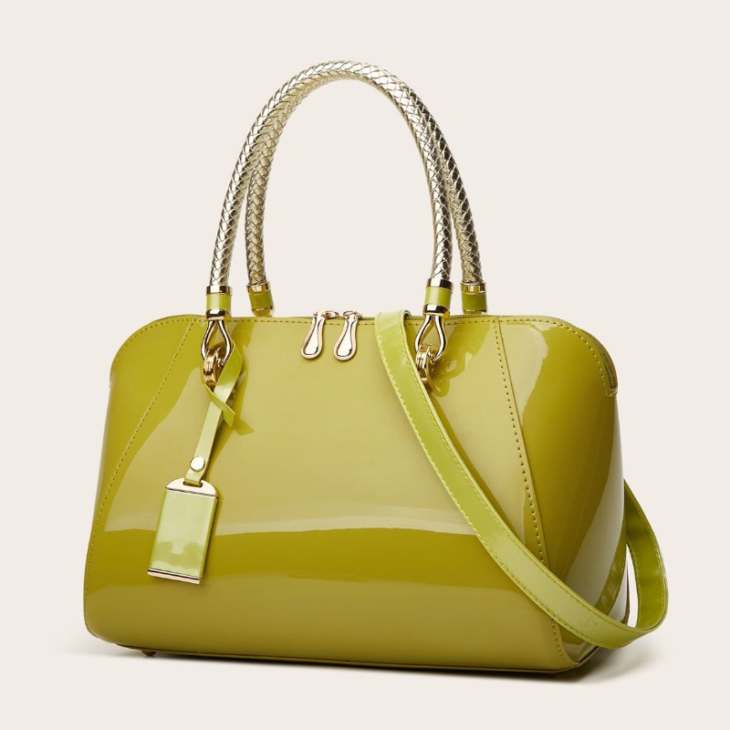2026 New Women Patent Leather  - đánh giá và giá Structured Handbag Top Handle