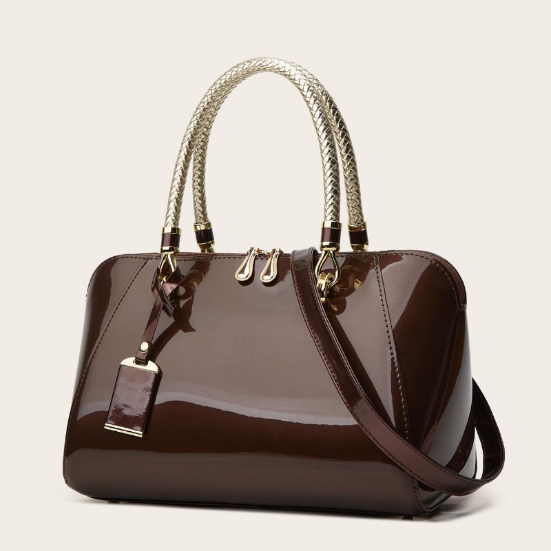 2026 New Women Patent Leather  - đánh giá và giá Structured Handbag Top Handle
